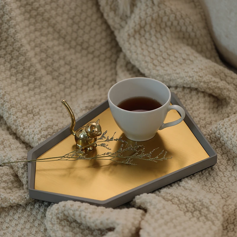 Modern minimalist style wholesale multi-color customize Stainless Steel Plate Dry Food Plates Concrete Tray Decor Storage