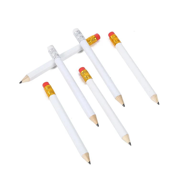 Wholesale  Price 3.5 Inch  Custom Logo Colorful Wooden Golf White Pencil With Eraser