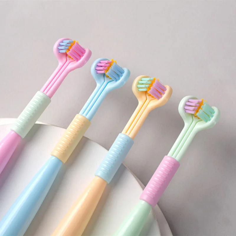 Kids Children 3 Sided Toddler Toothbrush Soft Wrap-Around Baby Toothbrush 12 Months and Up Training Toothbrush