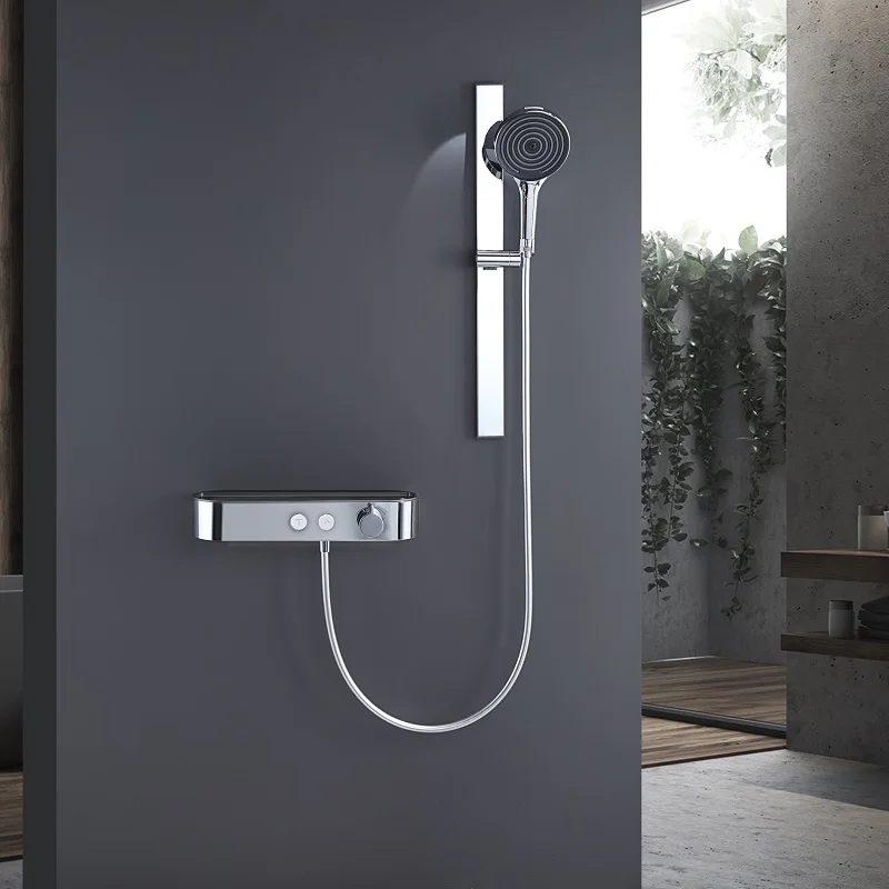 High End Thermostat Shower Set Bathtub Brass Bathroom Shower System Hot And Cold Mixing Faucet Sets