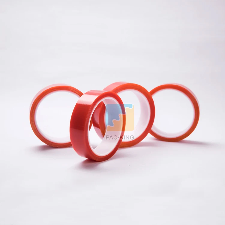 Factory Custom High Temperature Resistance Transparent Adhesive Red Film Double Sided PET Adhesive Tape Jumbo Roll