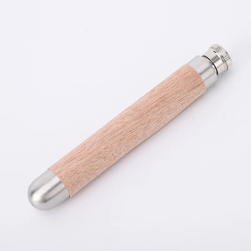 Wholesale tubular round bottom stainless steel flachmann wood grain bamboo grain hip flask