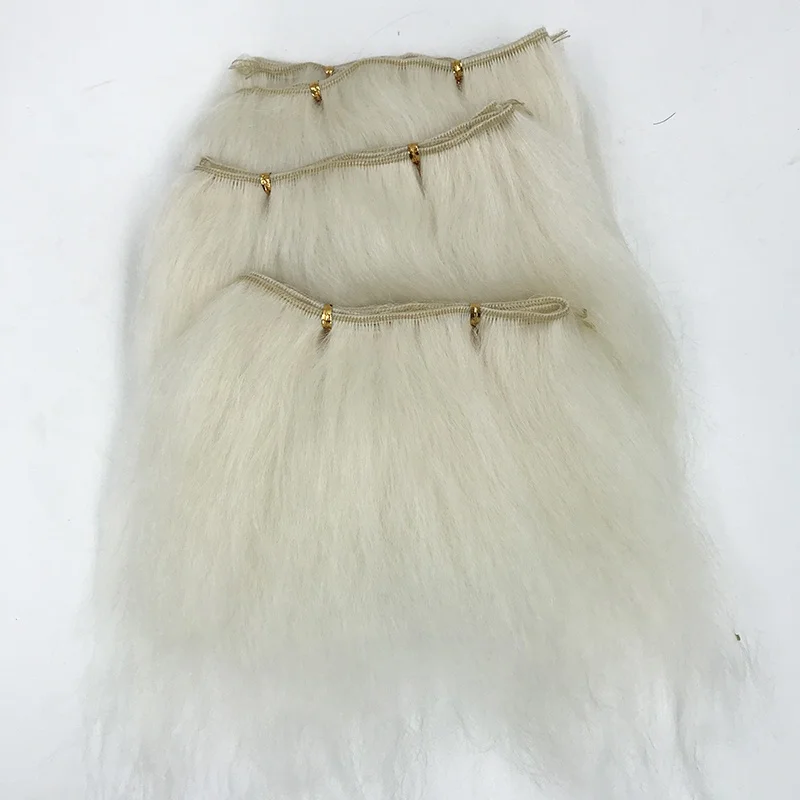 trendy curly straight colored white color mohair weft to make cute doll wigs