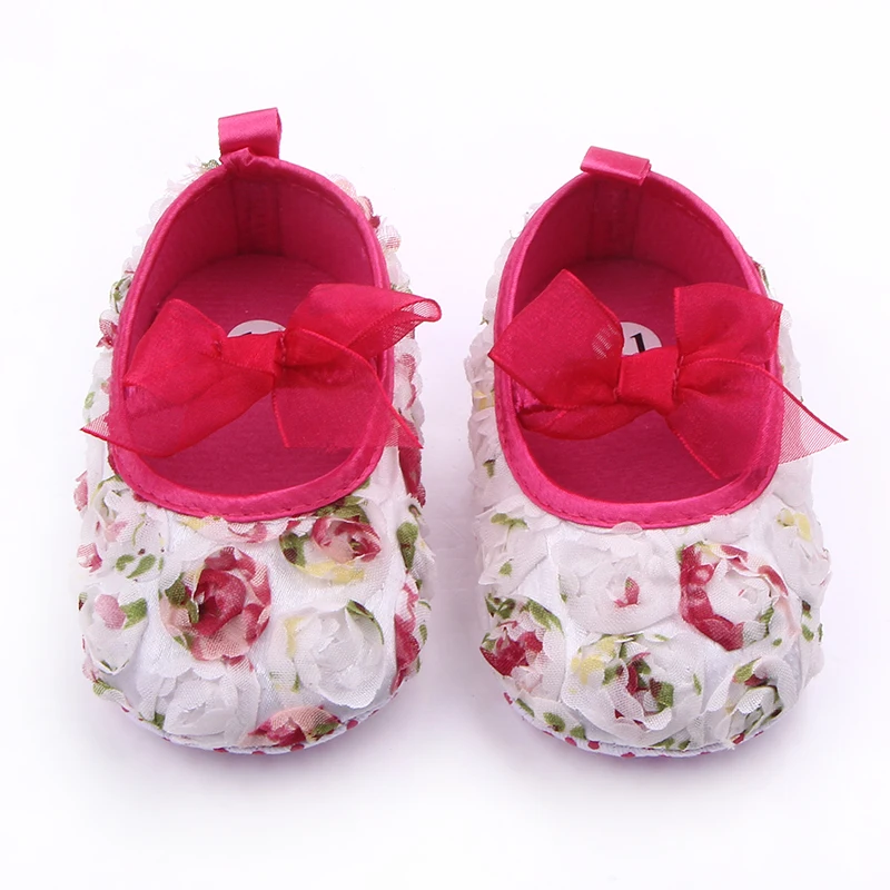 Colorful Rose Soft Butterfly-knot Baby Girl Crib Shoes