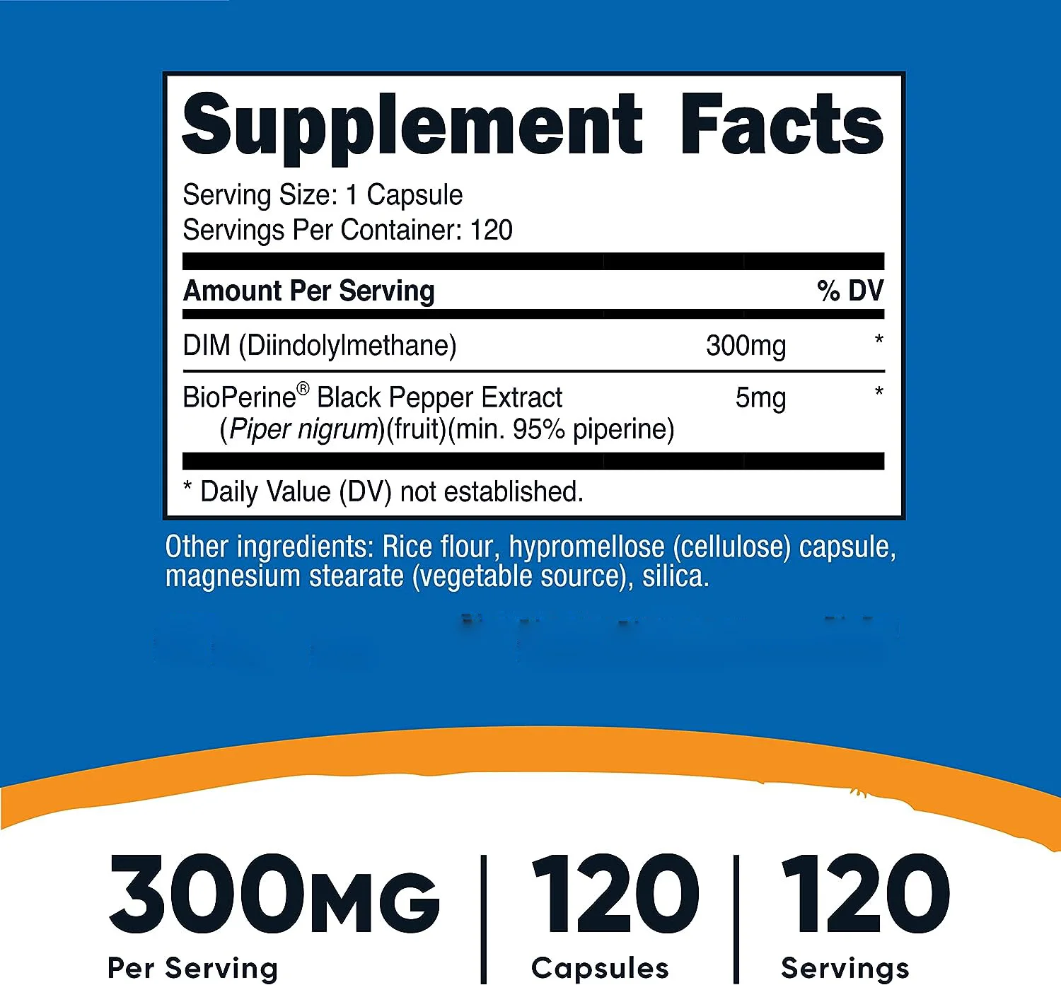 DIM (Diindolylmethane) Plus 300mg, 120 Vegetarian Capsules Up to 4 Month Supply, Max Strength DIM Supplement