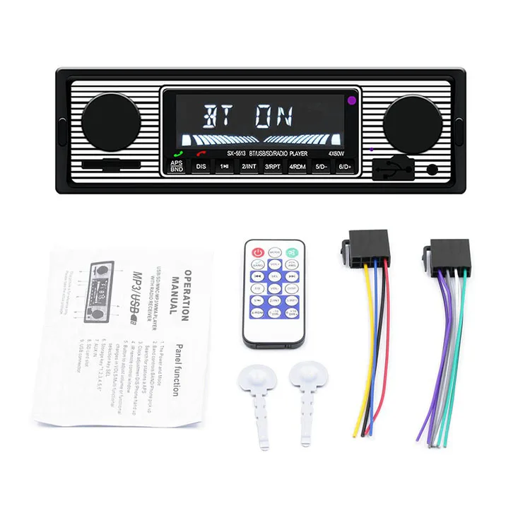 Full Retro Style Brushed Metal Panels Dvanced Audio Transmission Mode 1 Din Car Radio Retro Car Radio