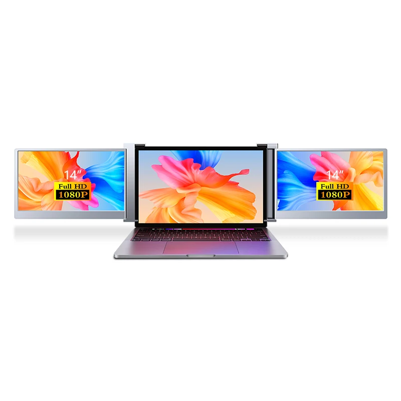 Super thin notebook extender monitor with dual USB C and carry bag 14 inch triple screen laptop extender display