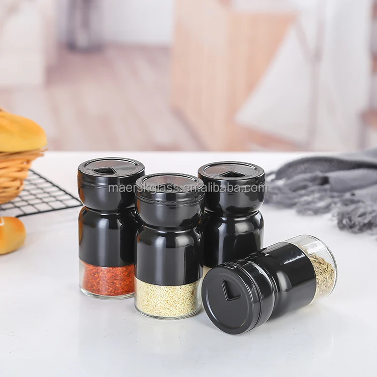 Glass Salt and Pepper Shakers Set with Adjustable Pour Holes Stainless Steel Salt Shaker and Pepper Sugar Shaker