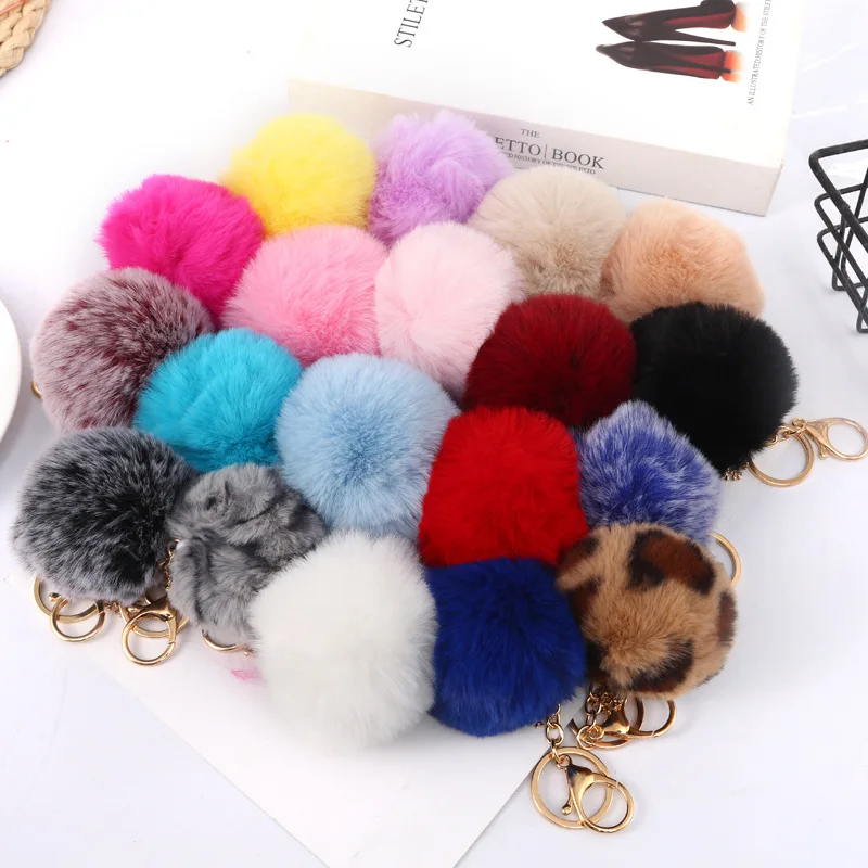 2021 Christmas Snowflake Plush Keychain Faux Rabbit Fur Puff Ball Alloy Pendant Bag Ornament Keychain