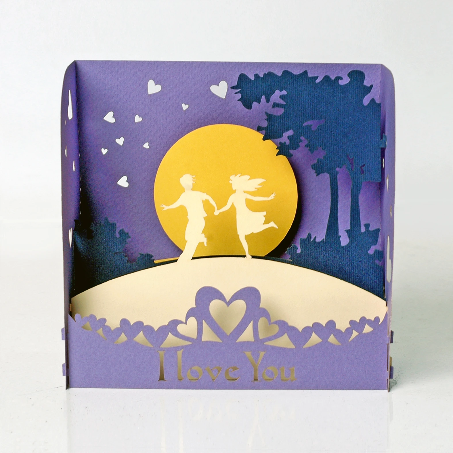 Good Price Wholesale Couple Playing Romantic Valentines Day 3D Pop Up Greeting Cards Handmade