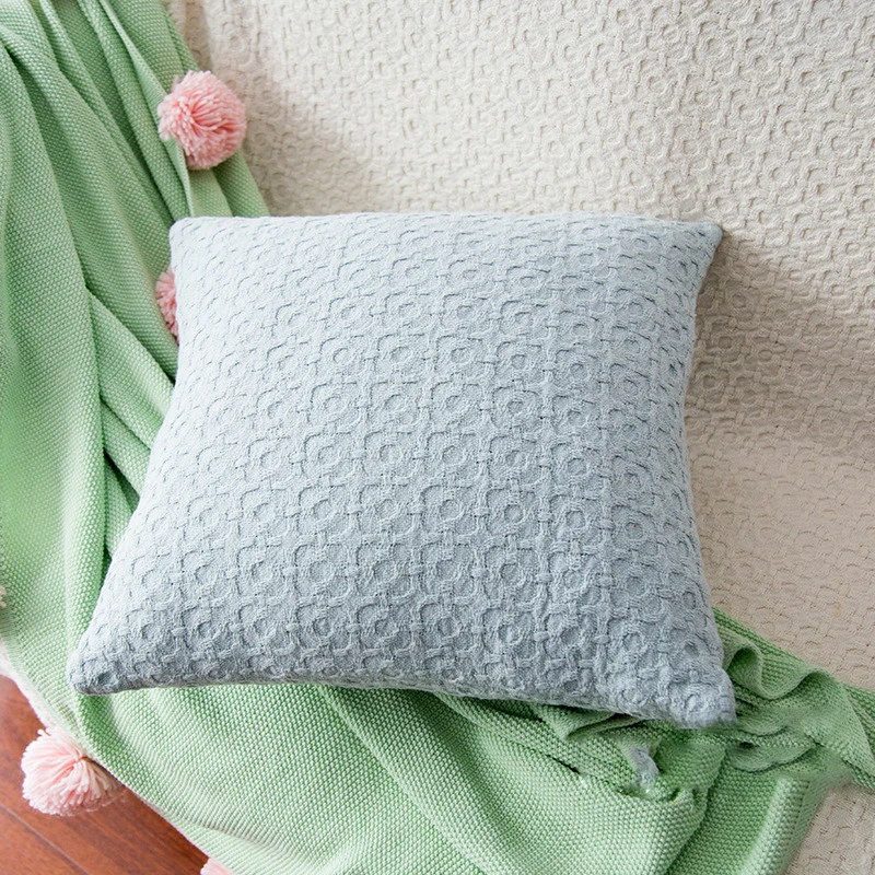 latest design 100% cotton knitted sofa cushion cover decorative home throw pillow cover luxury crochet cushion cover