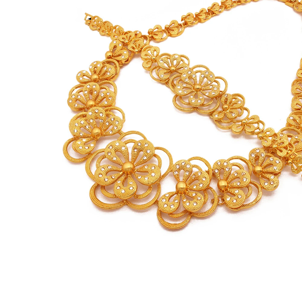 Wholesale Imitation Jewelry Sets 24K Gold Plated Indian Jewellery Bridal Jewelry Set