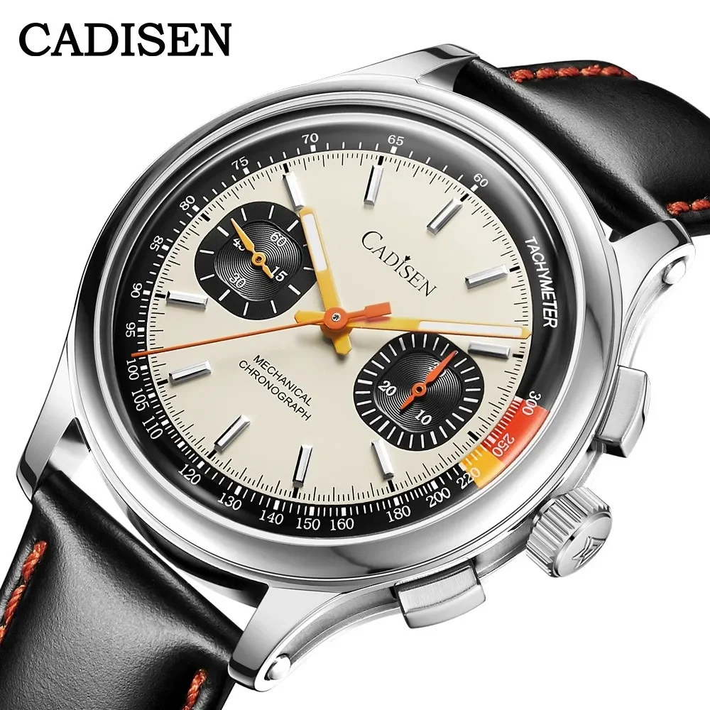 New Mechanical Chronograph Watch for Men Cadisen C8212 Automatic Wristwatch Curved Sapphire Crytal 10atm Waterproof Reloj Hombre