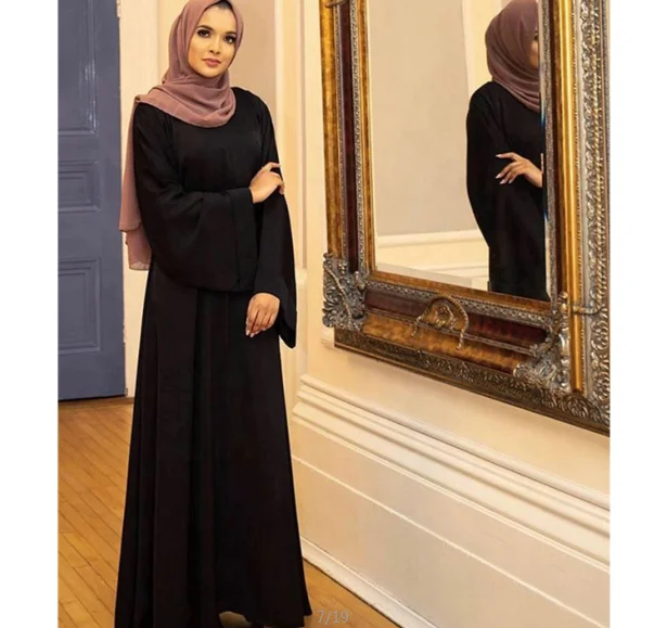 YiXin Abaya Women Muslim Dress 2022 Dubai Plain Color Long Sleeve Maxi Abaya Turkey Women Muslim Dress