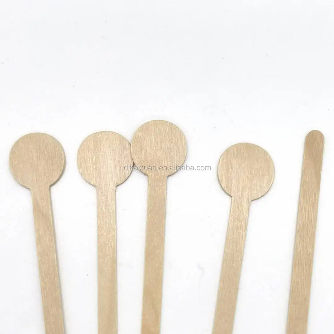 Disposable Biodegradable Wooden Round Paddle Coffee Stirrer  wooden coffee stick