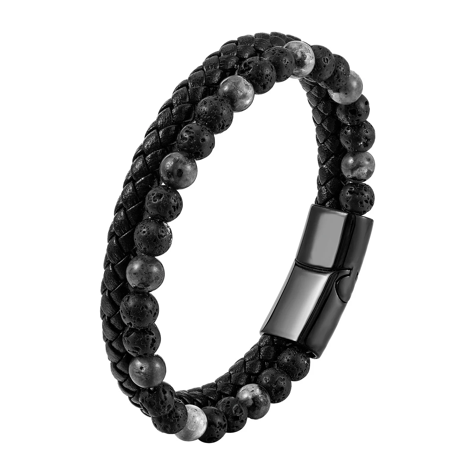 fashion stainless steel bangle bracelets hot jewelry trends magnetic leather treaty men sporty stone bead bracelet