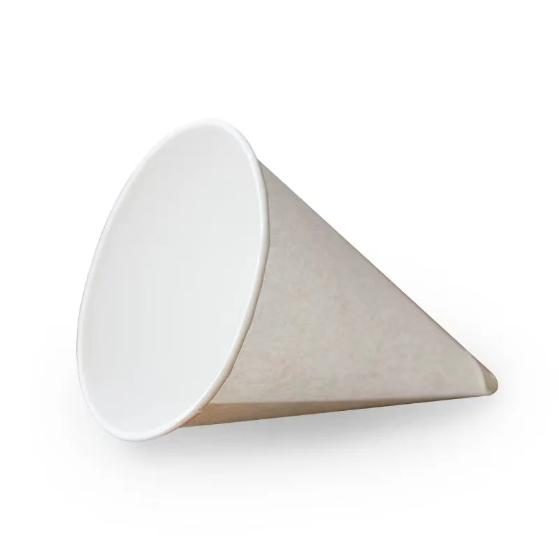 Biodegradable Disposable  ice cream cup rim rolled cold water drinking cone shaped  3.7oz 4.5oz 6oz Paper cone cup