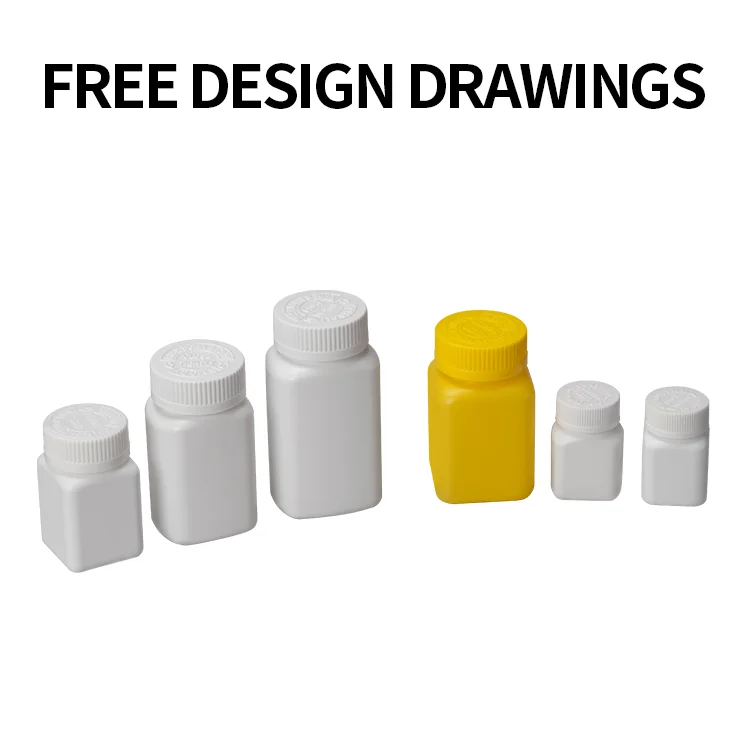 Wholesale HDPE plastic pills packaging container square frosted supplement bottle for powdered vitamins