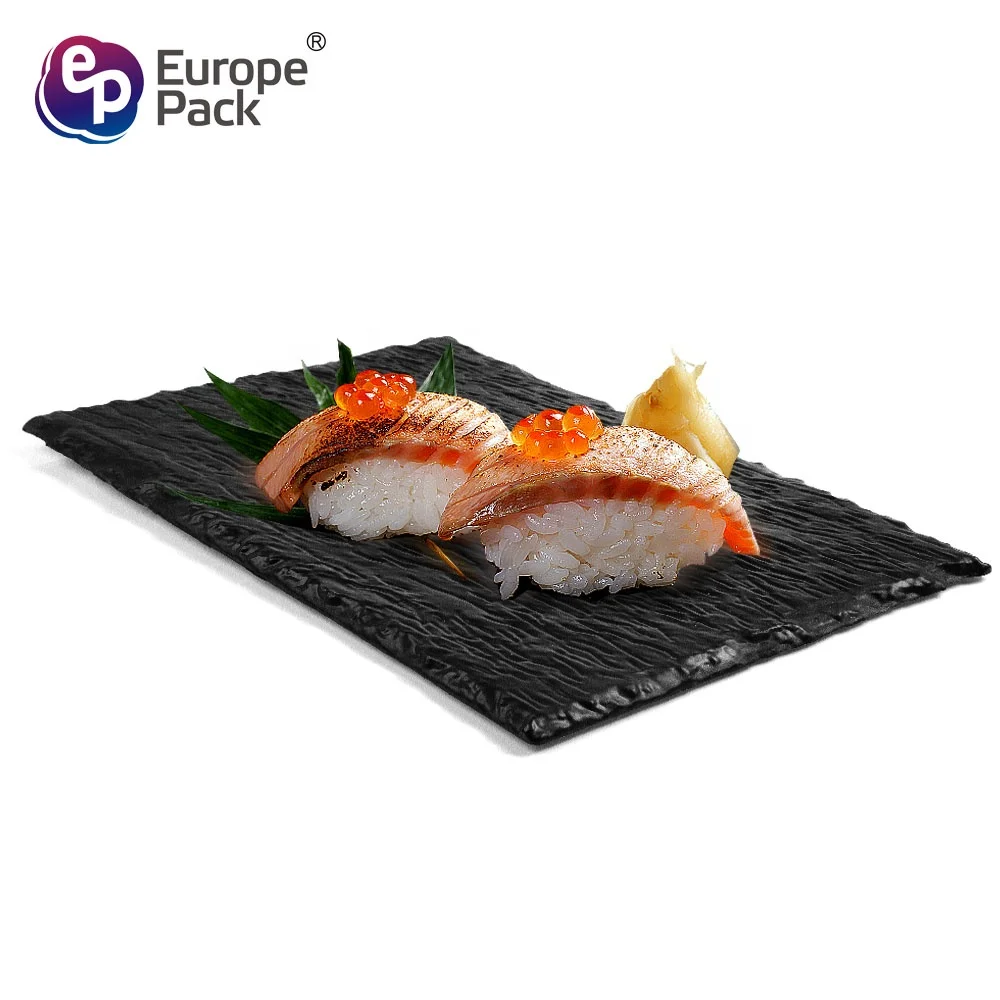 New style restaurant supplies food tray black square plastic slate sushi plate