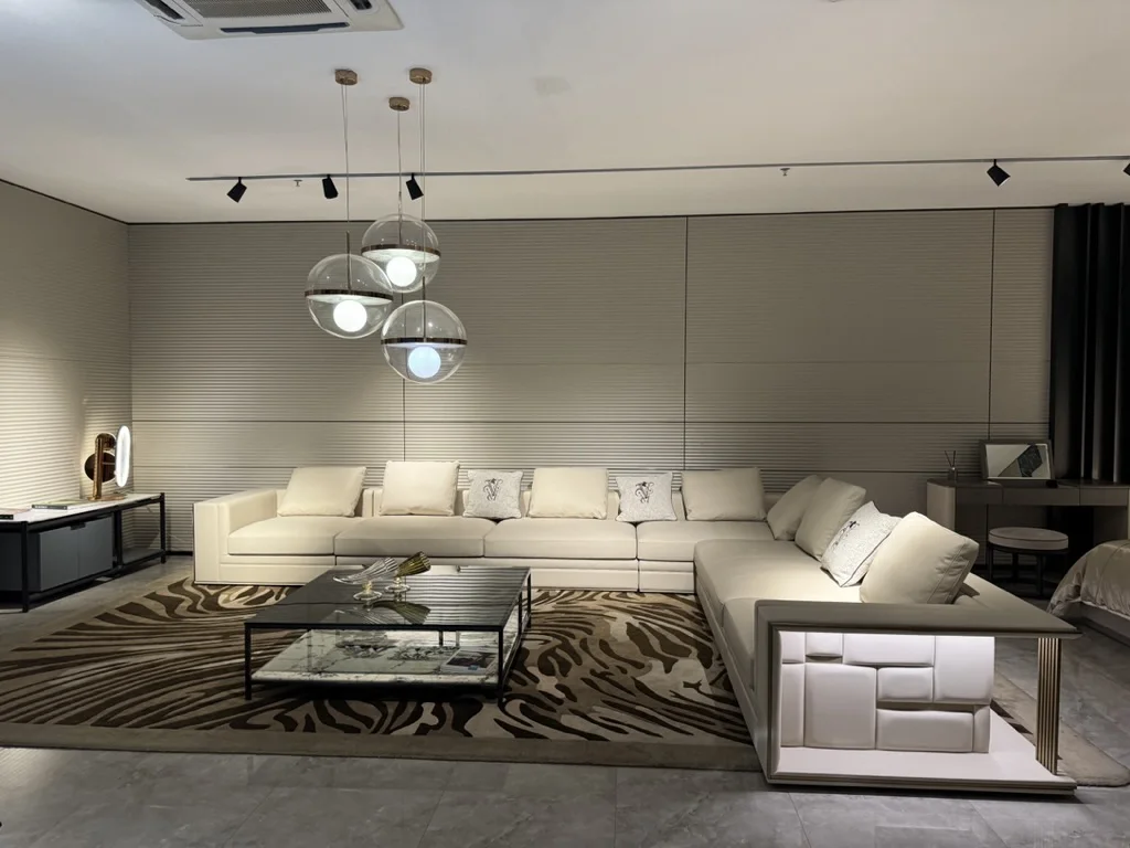 Modern Italian Luxury Leather Sofa Set High-End Corner Module Combination Home Villa Mansion Living Room Furniture