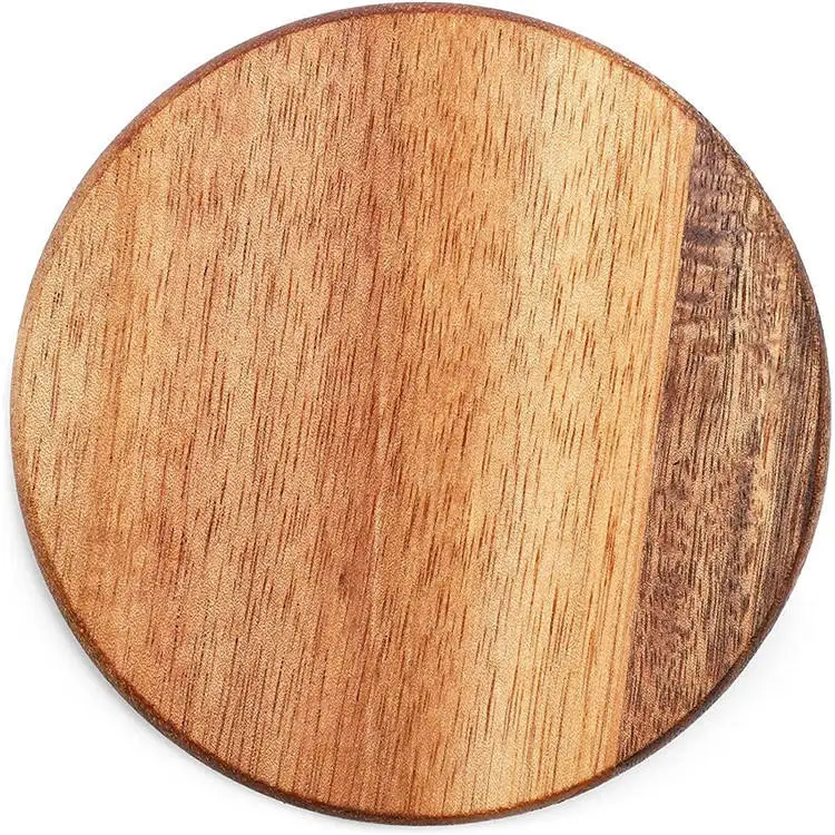 Custom Shape Square Round Acacia Blank Wooden Coasters Drink Bamboo Coaster Set for Coffee Table, Glasses, Tabletop