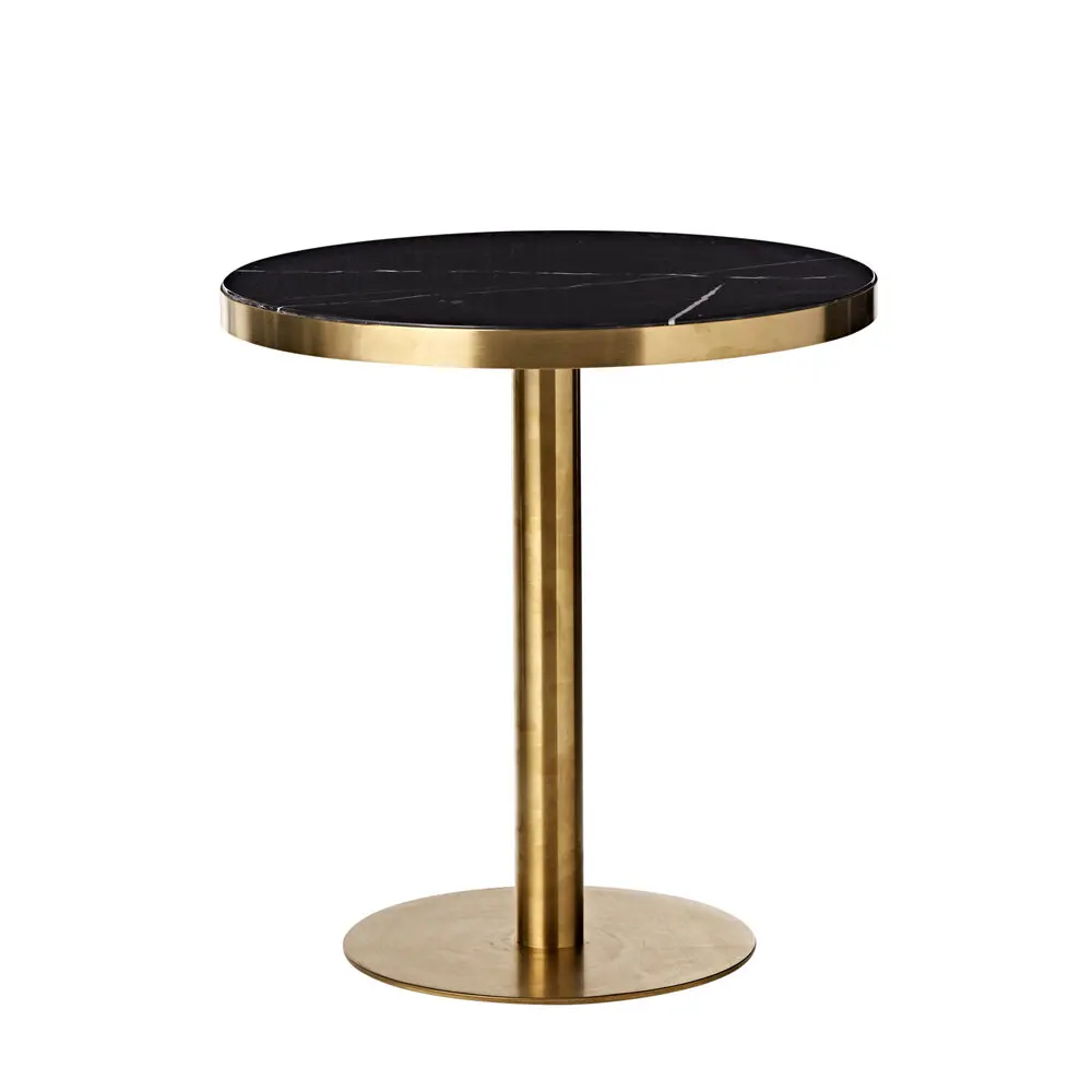 In stock faux white black marble table top matched with gold stainless table base