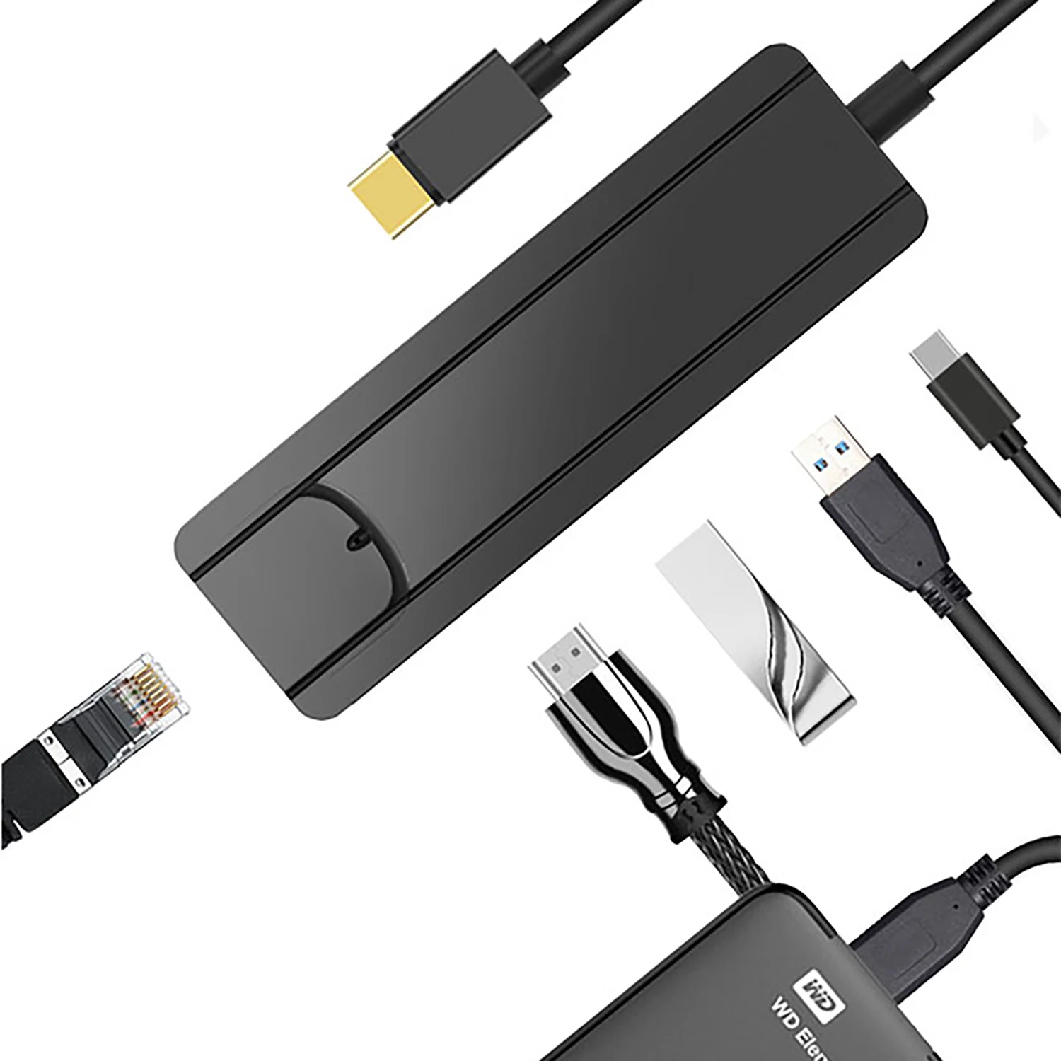  2020 Новое прибытие Многофункциональный USB-C 5 в 1 концентратор к HDMI LAN & адаптер для
