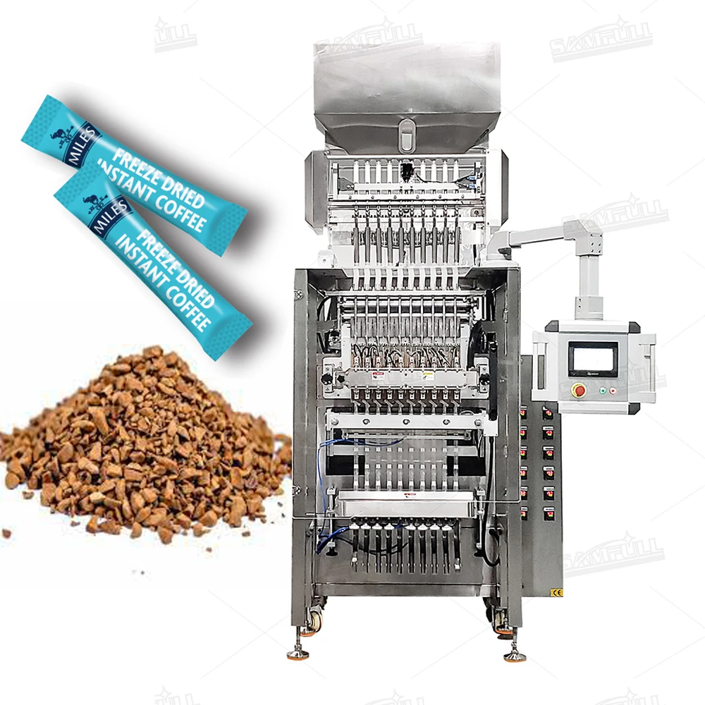 Automatic granule filler stick pack machine for coffee sugar 4 lines to 10 lines packing machine for freeze dried coffee