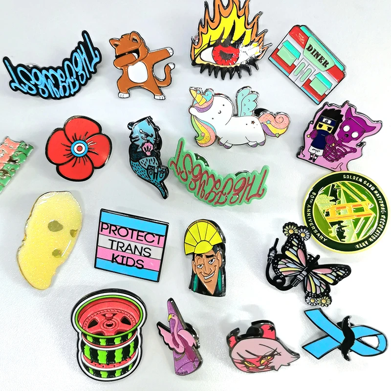 Manufacturer No Minimum Metal Iron Zinc Alloy Cast Die Cut Logo Soft Hard Enamel Brooch Badge Custom Enamel Lapel Pins