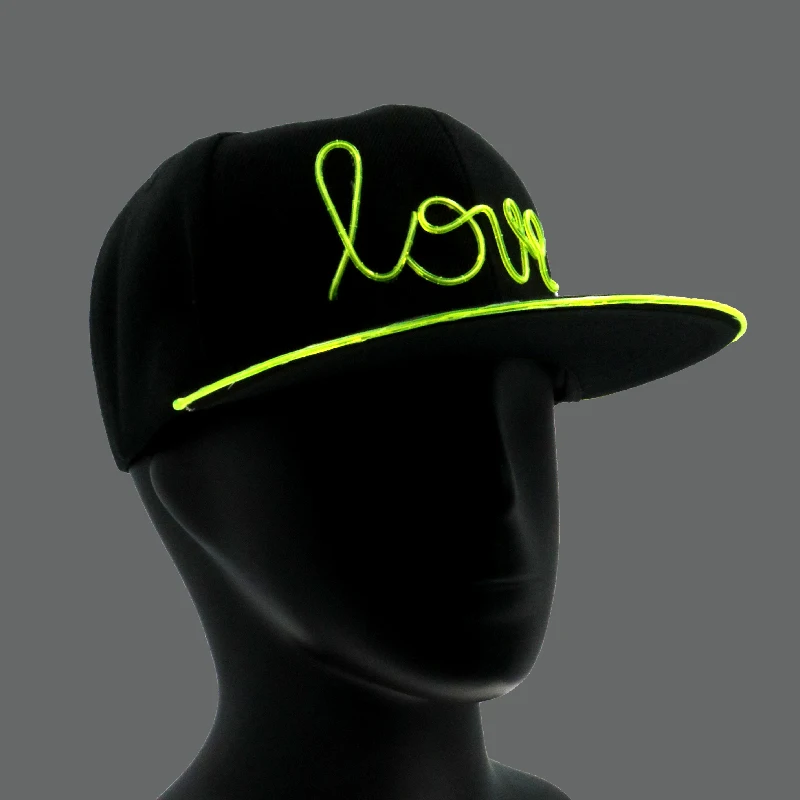 High quality crazy el lighting up hats custom your name logo caps best birthday gifts
