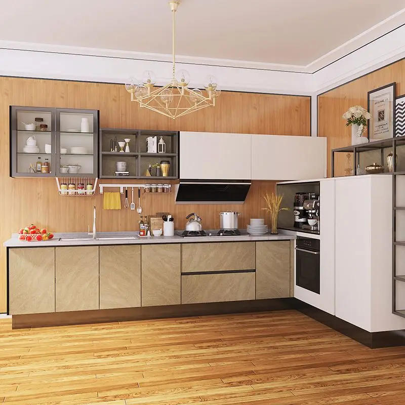 OPPEIN Aluminum Made Custom Poly Wood Kitchen Cabinet Manufacturers Vietnam Up And Down Korean Kitchen Cabinet (1600357257423)
