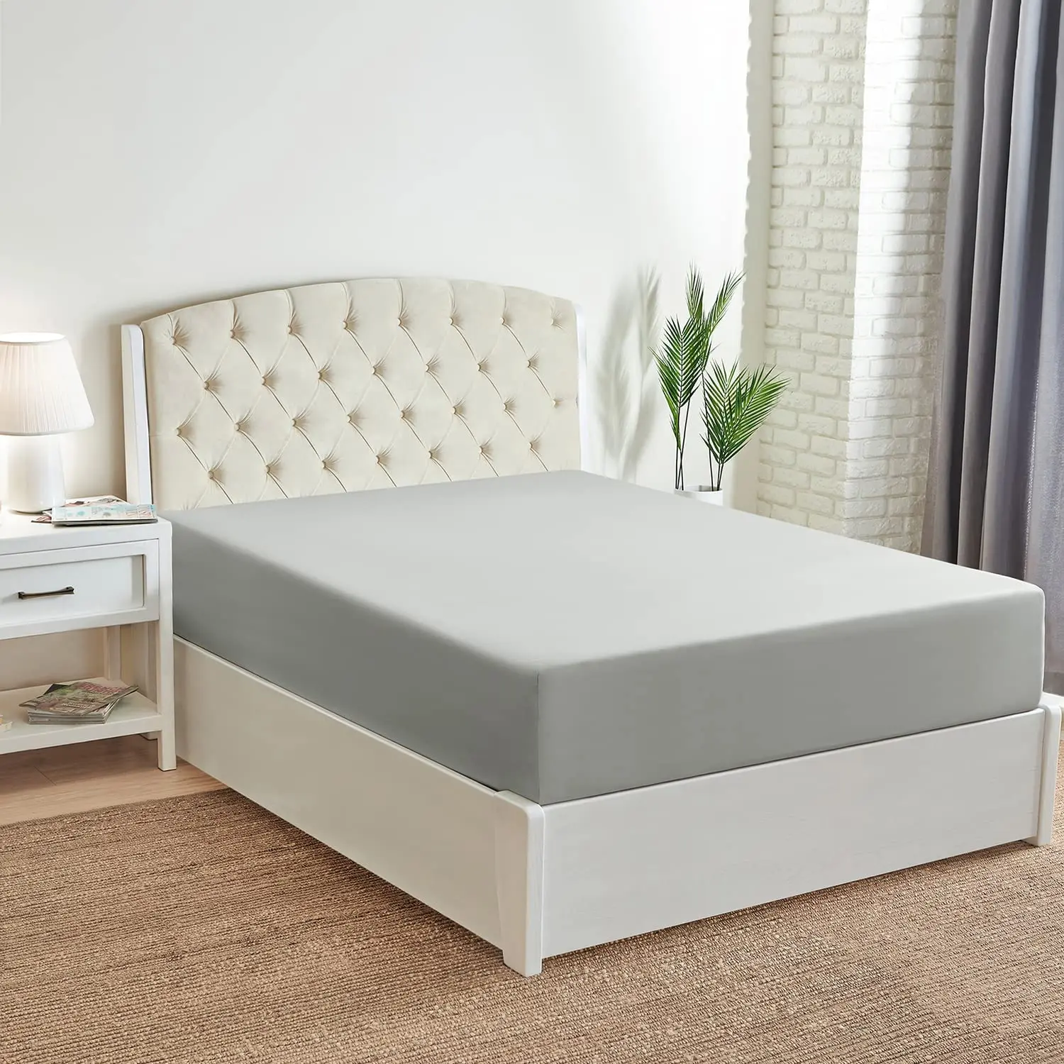 100% Polyester Microfiber Elastic Fitted Bed Sheets Grey Low MOQ Customized Sheet & Pillowcase Sets OEKO TEX STANDARD 100 Plain