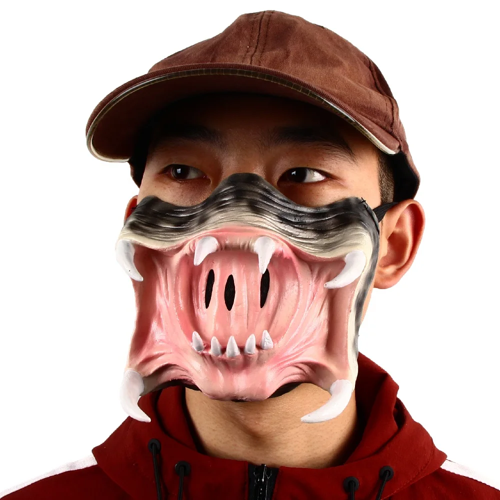 Dropshipping Predator Half Face Mask Latex Halloween Movie Horror Costume Mask Cosplay