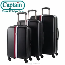2020 captain 3pcs abs trolley luggae bag travel luggage sets with WOVEN BELT