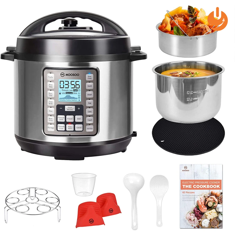 9 в 1 Электрический давления с ЖК-дисплеем, 6QT мгновенный плита программируемый давления горшок, 15 в одно касание программы