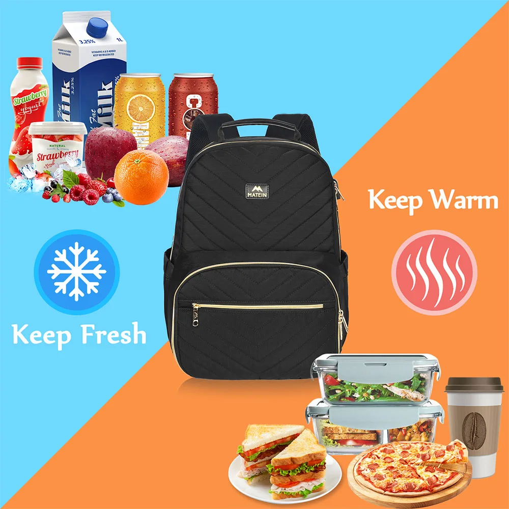 Multifunctional Aluminum Foil Thermal Compartment Lunch Picnic Backpack With USB Charging Port Insulated Cooler Backpack