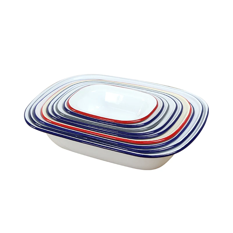 Enamelware Roasting Pan Enameled Steel Oblong Pie Pan Pie Dish Roaster Pan Food Containers