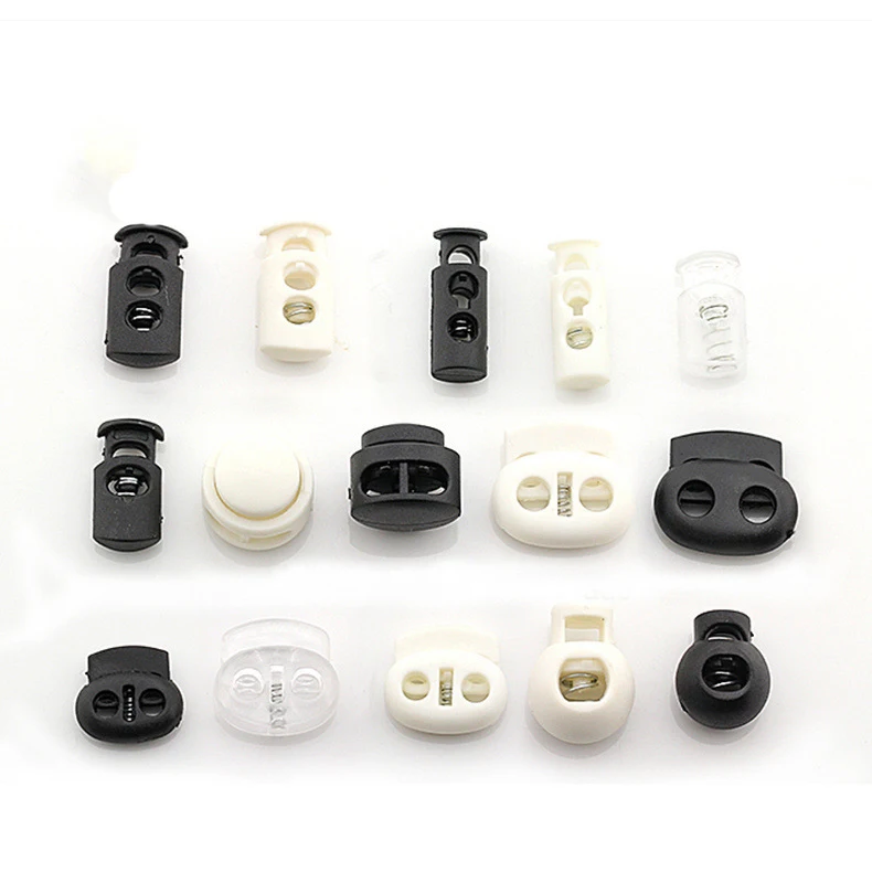 
Cord Lock Plastic Stopper Cord End Toggle Clip Buckle Black&White Paracord Shoelace Sportswear Rain Clothing Rope Parts 