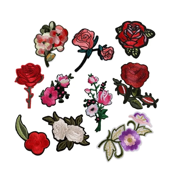 Wholesale cheap iron on flower patch embroidery floral patch