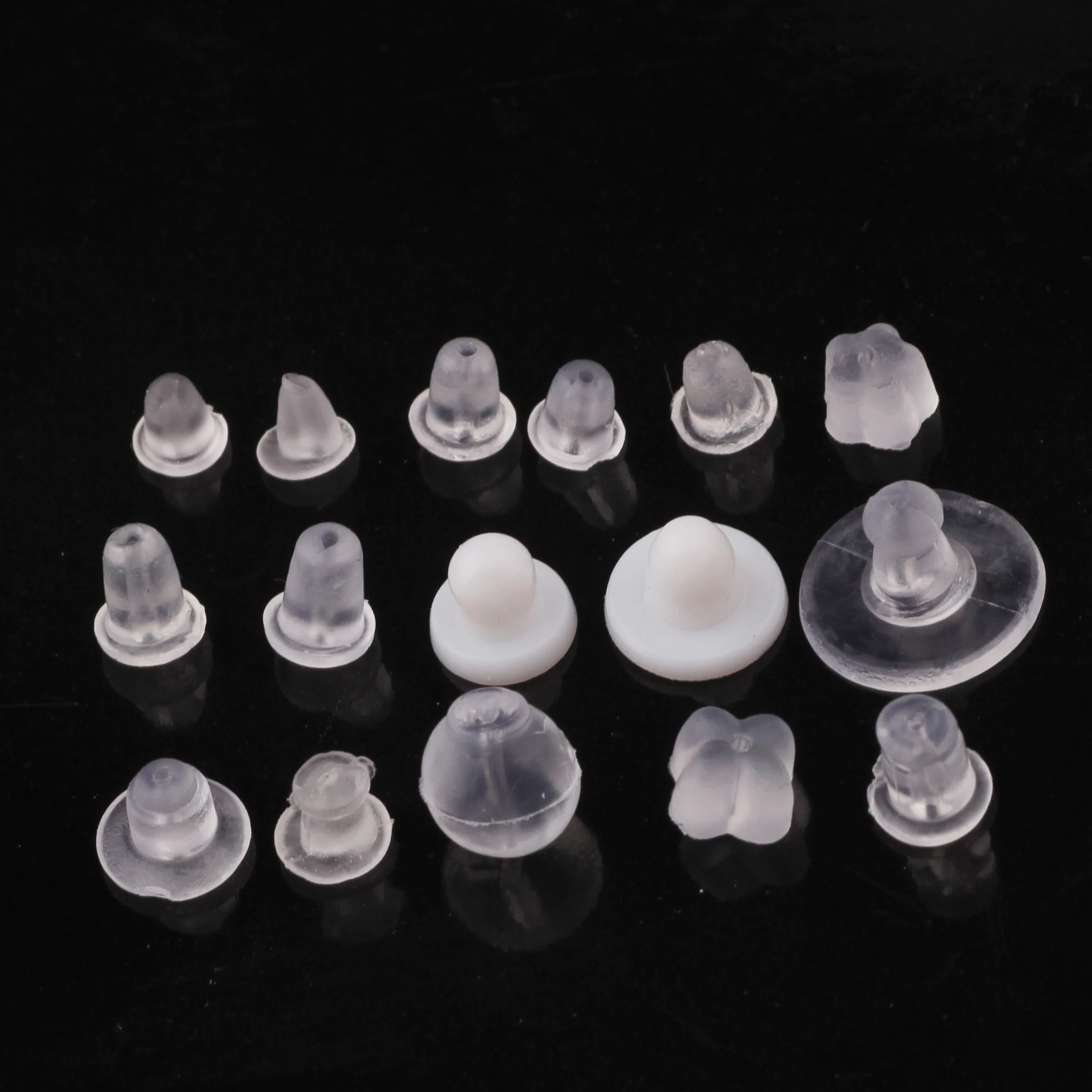 1000pcs/bag Soft Silicone round and bullet clear plastic rubber earring Stopper  nut earring back To Fixed Woman Earring