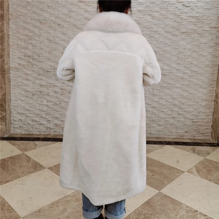 Ladies comfortable winter long thick down coats sheepskin shearling jackets teddy bear coats