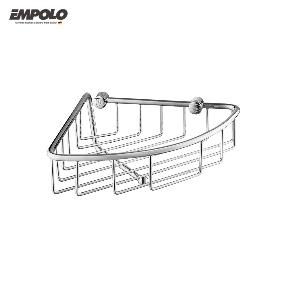 Simple Style Bathroom Accessories Chrome Finishing Metal Single Tier Wall Mounted Basket Shower Caddy Storage Brass Soap Basket