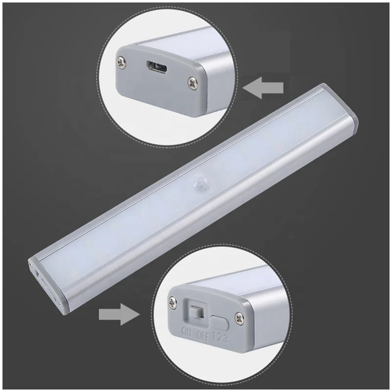 20 Led Super Bright Usb Rechargeable Wireless Pir Motion Sensor Touch Closet Light For Bedroom Stairs Cabinet Wardrobe Lighting