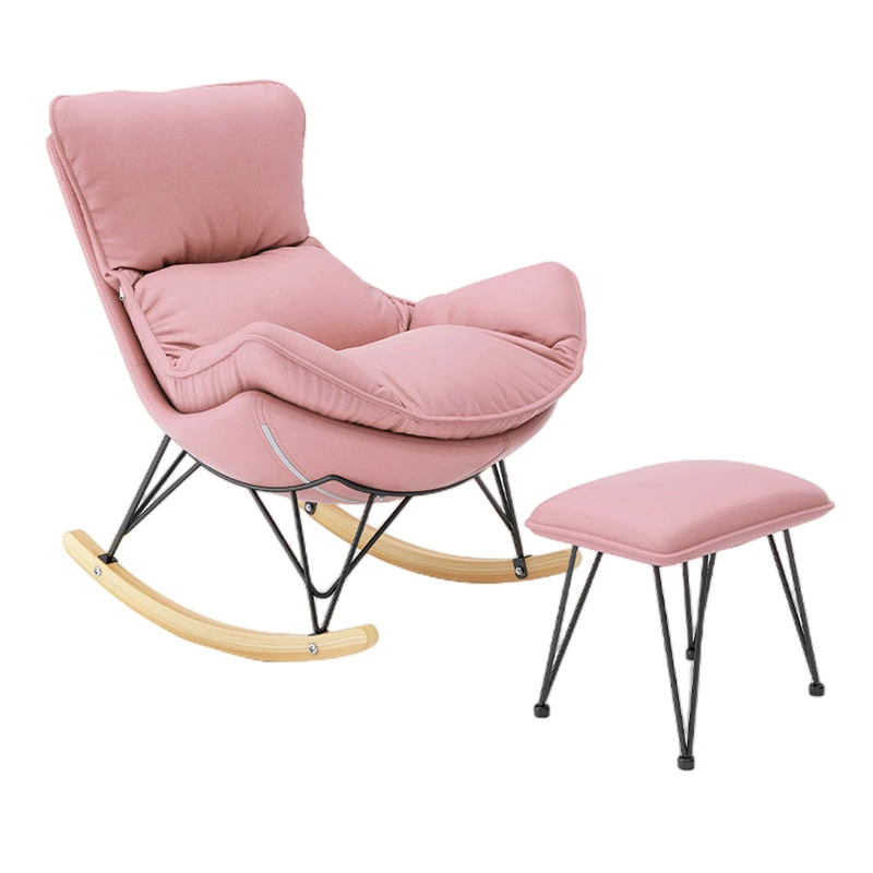 Modern Adult Pink Leather Rocking Living Room Leisure Chairs