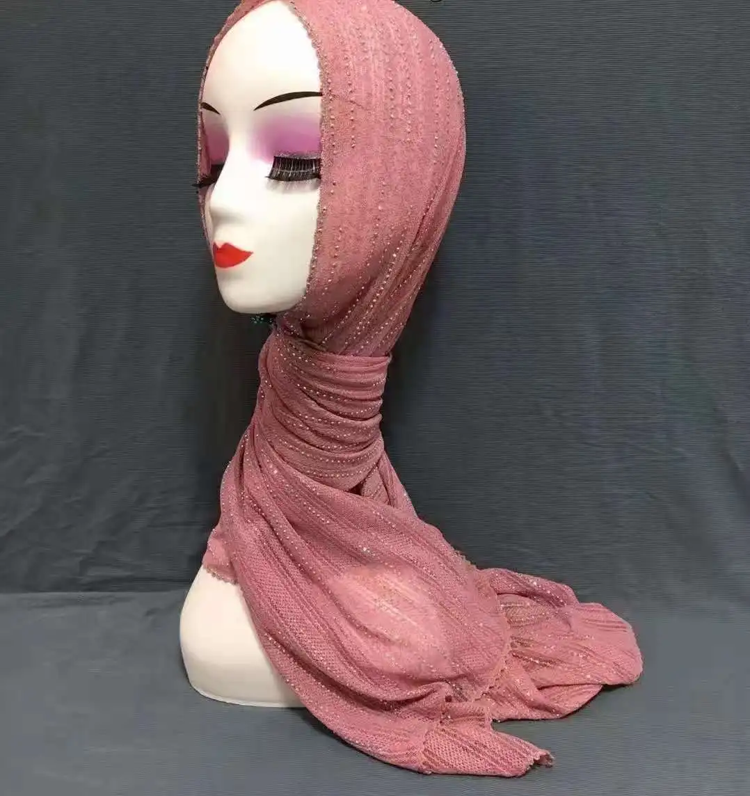 2021Hot Drilling tudung Chinese Manufacturers Direct Selling Solid Color Custom New Design Women Stylish  Scarf famous brands