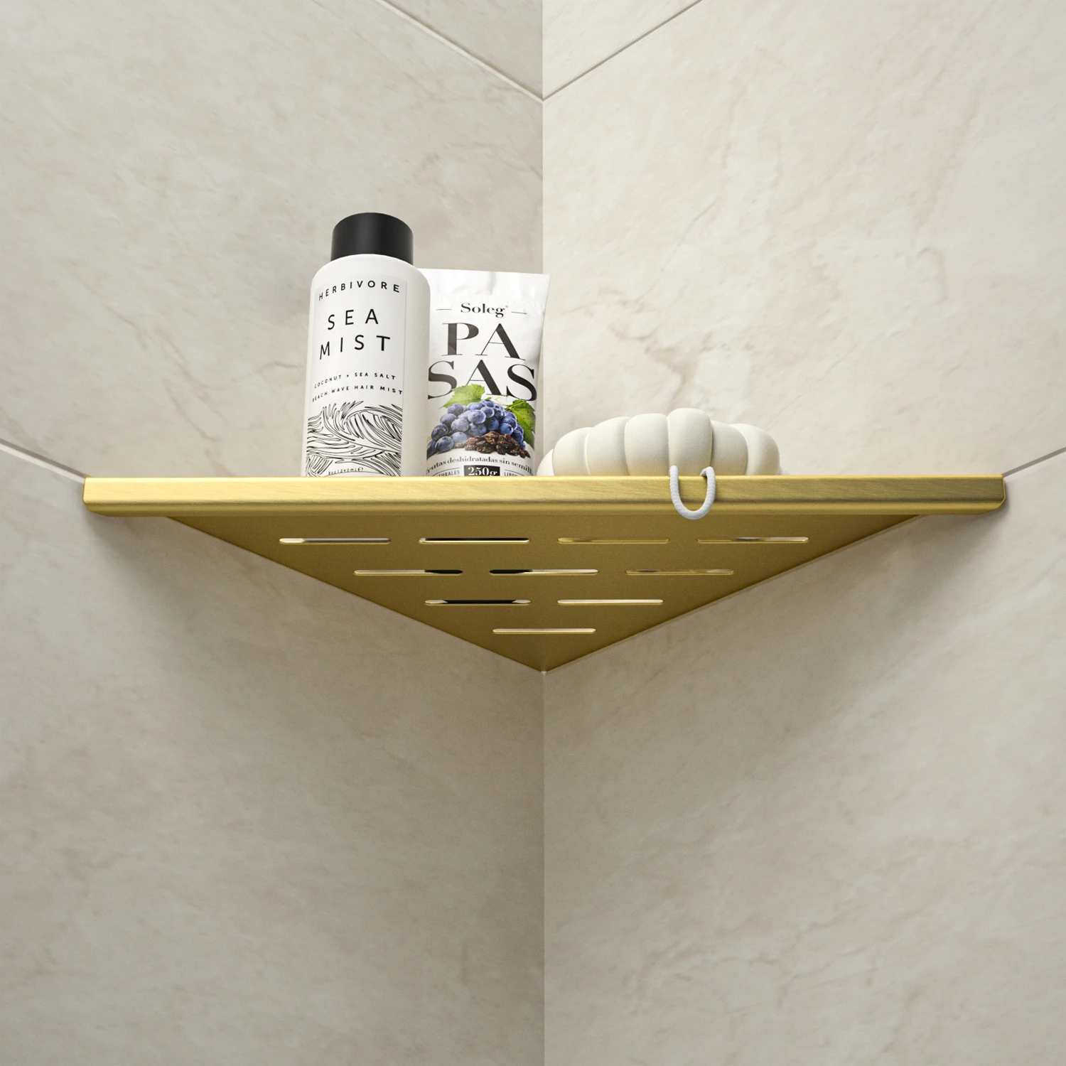 Professional Manufacture Brushed Stainless Steel Shower Corner Shelf Unit No Adhesive Needed