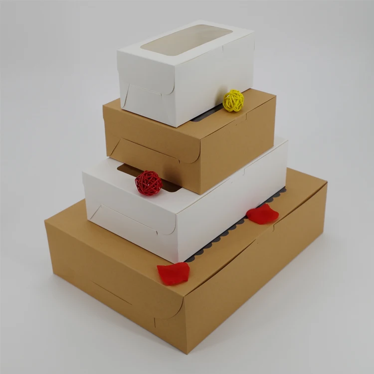 Factory Price Small Quantity Kraft Paper With Clear Window Flat Shipping Box for 6 pcs Cupcake Doughnut Box