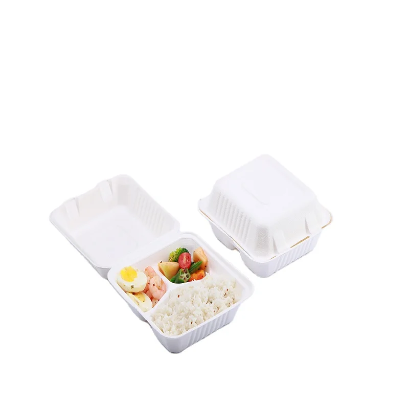 Биоразлагаемый togo 3 отсек для упаковки пищевых продуктов Bento tagasse контейнер для ланча с сахарным тростником