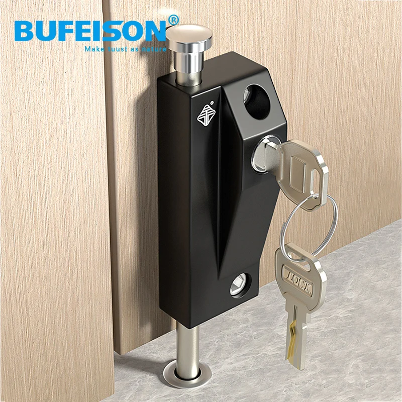 Framed door latch lock aluminum alloy door lock floor latch lock rotating door spring latch floor wooden