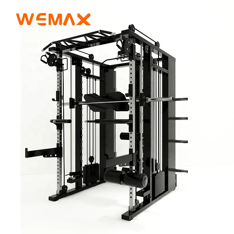 MAX03!WEMAX Multi functional smith squat rack crossover Trainer 80KG*3 group weight stack smith machine